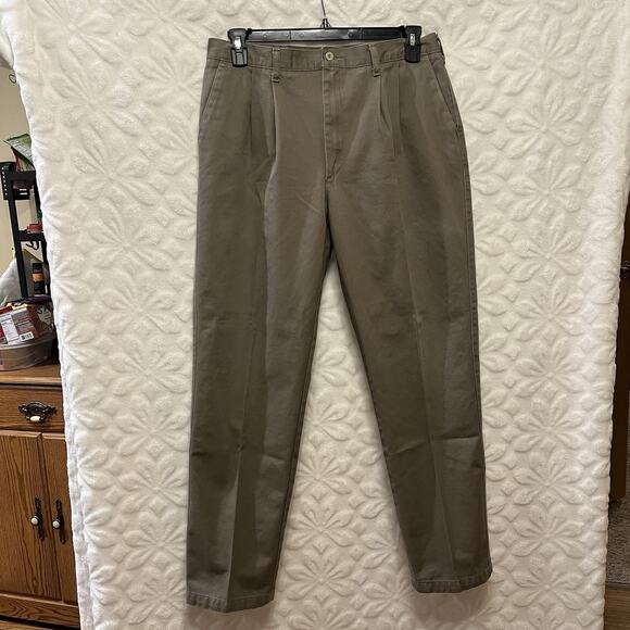 Wrangler Gray Brown Dress Pants Pleated 34X32 preowned excellent condition - Picture 1 of 9